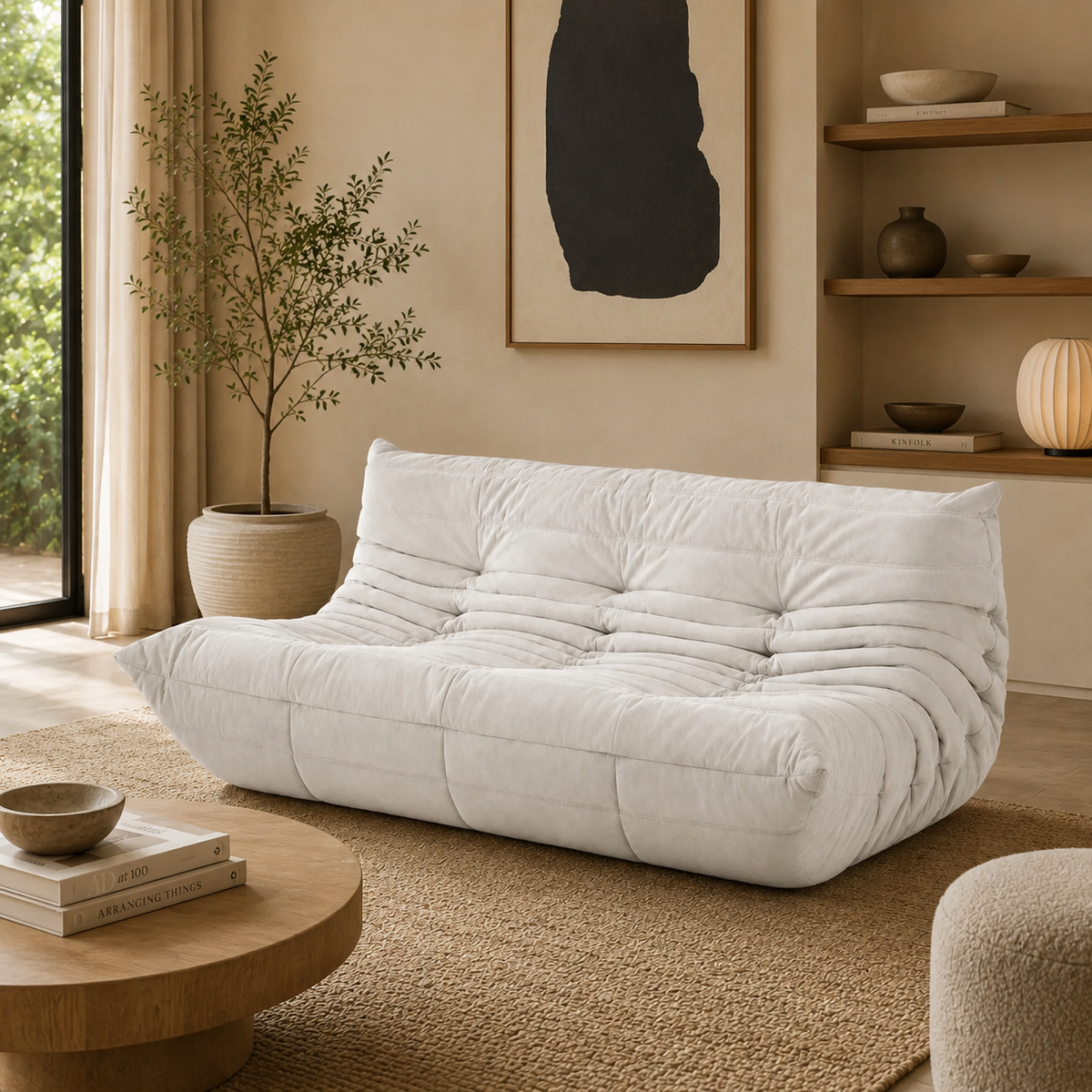 LUMA Maxi - Canapé Lounge Compressé Gris Perle 3 Places