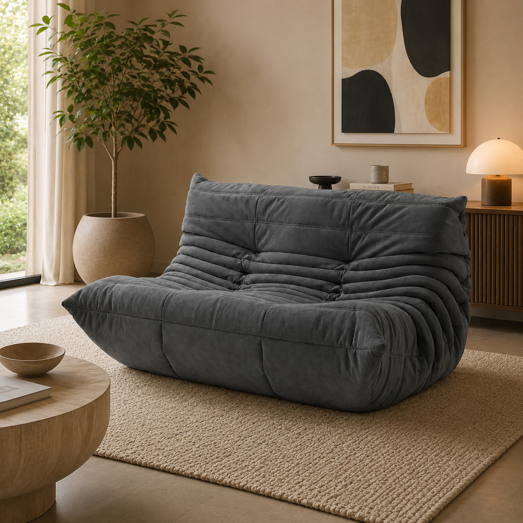 LUMA - Canapé Lounge Compressé  Gris Anthracite 2 Places