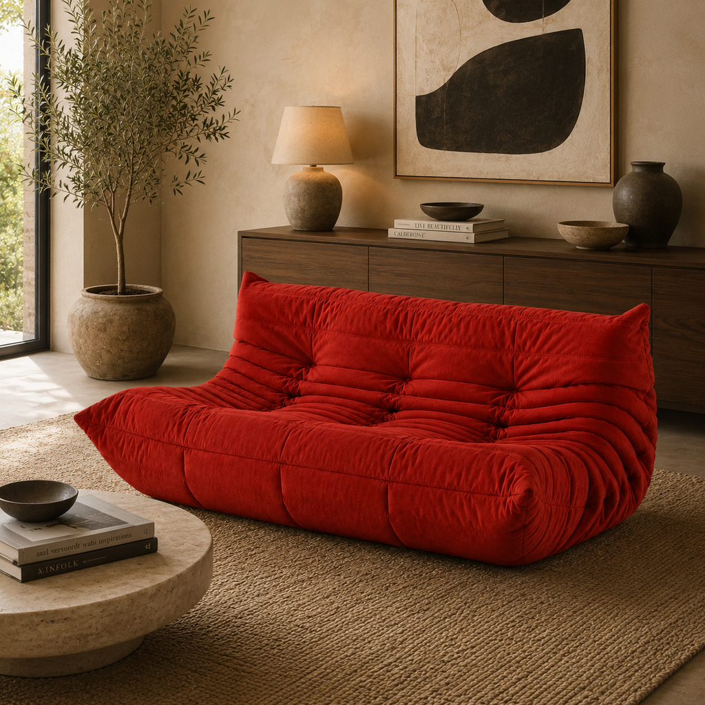 LUMA Maxi - Canapé Lounge Compressé Rouge Carmin 3 Places
