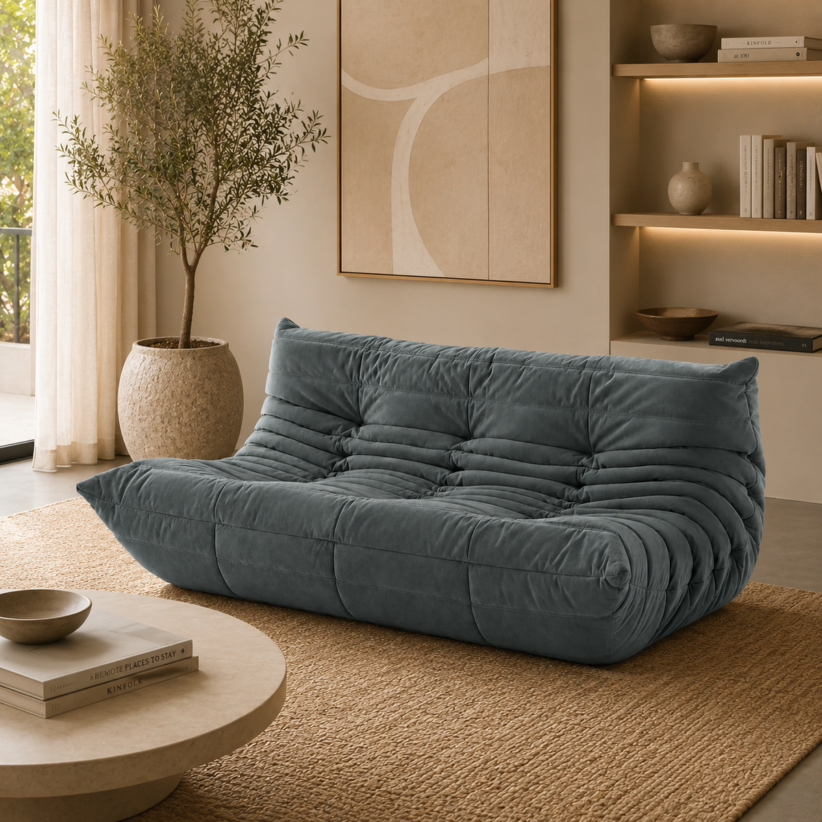 LUMA Maxi - Canapé Lounge Compressé Vert Eucalyptus 3 Places