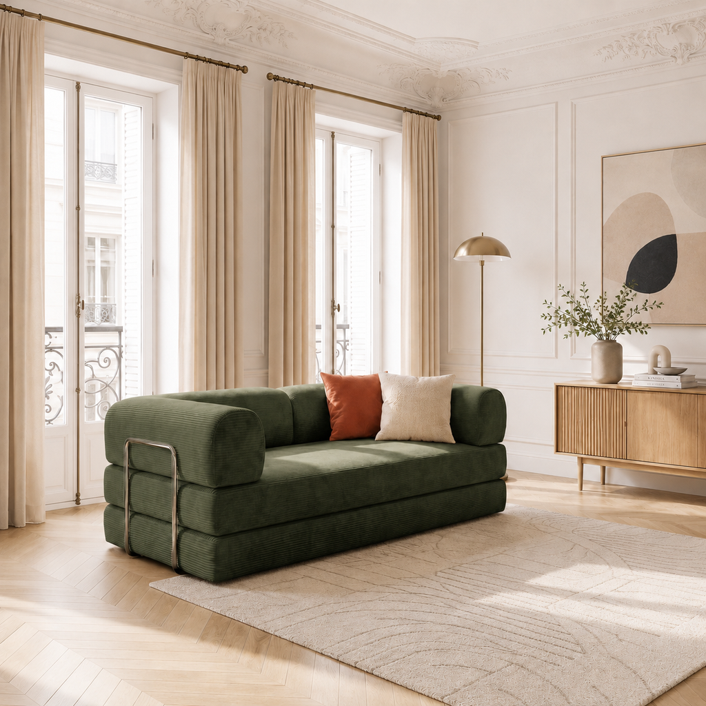 SORA Canapé-Lit 3 places Vert Olive