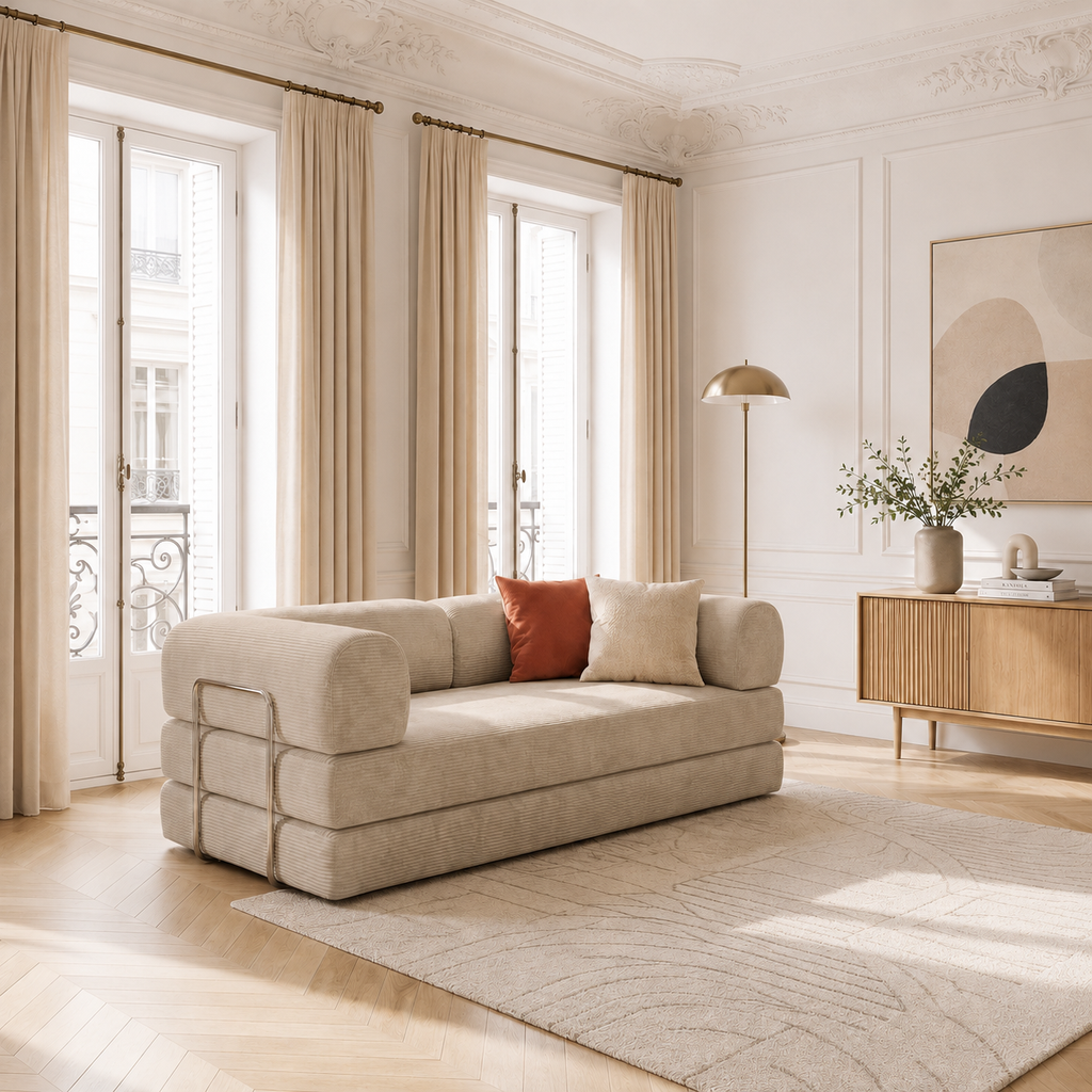 SORA Canapé-Lit 3 places Beige Sable