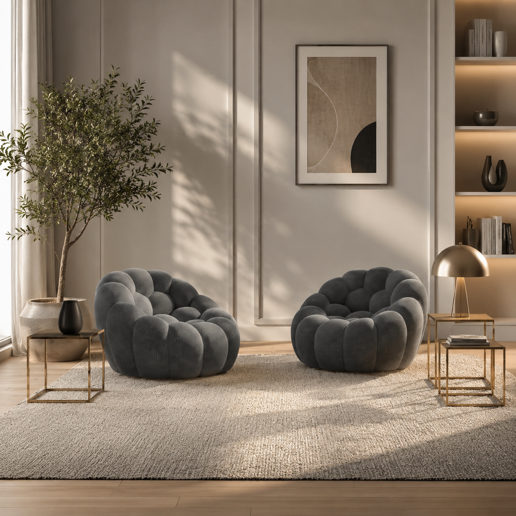 BULÉA Mini - Fauteuil Bubble Compressé Gris Anthracite
