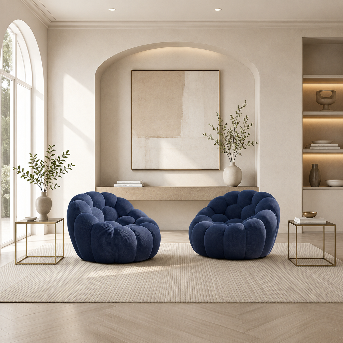 BULÉA Mini - Fauteuil Bubble Compressé Bleu Nuit