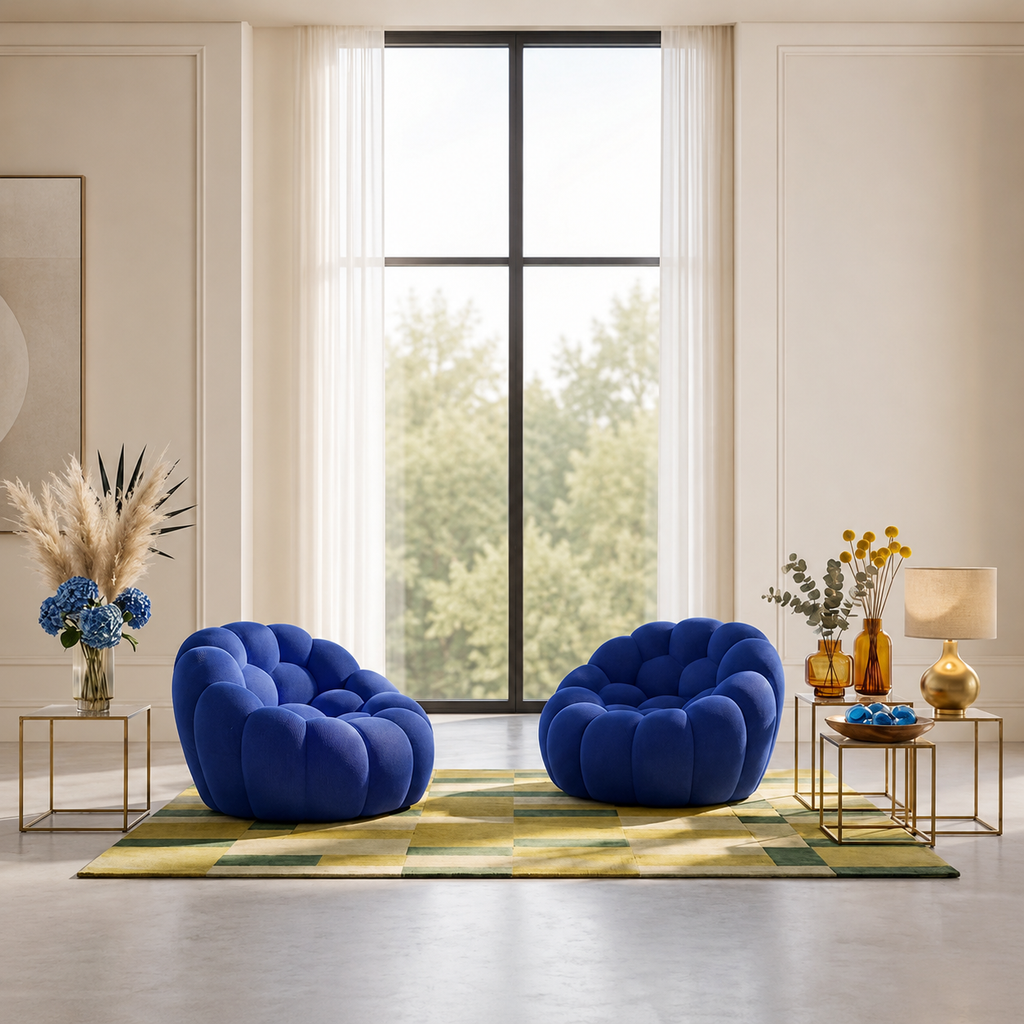 BULÉA Mini - Fauteuil Bubble Compressé Bleu Roi