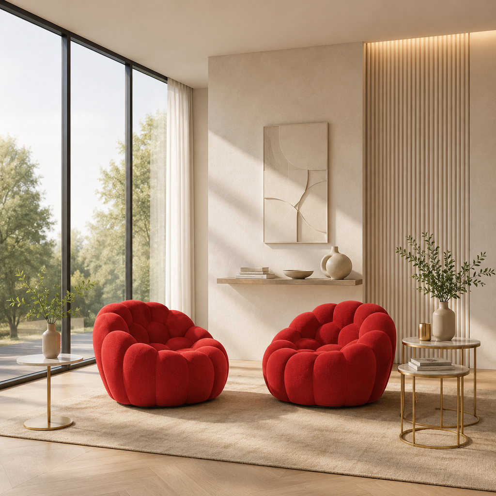 BULÉA Mini - Fauteuil Bubble Compressé Rouge Corail