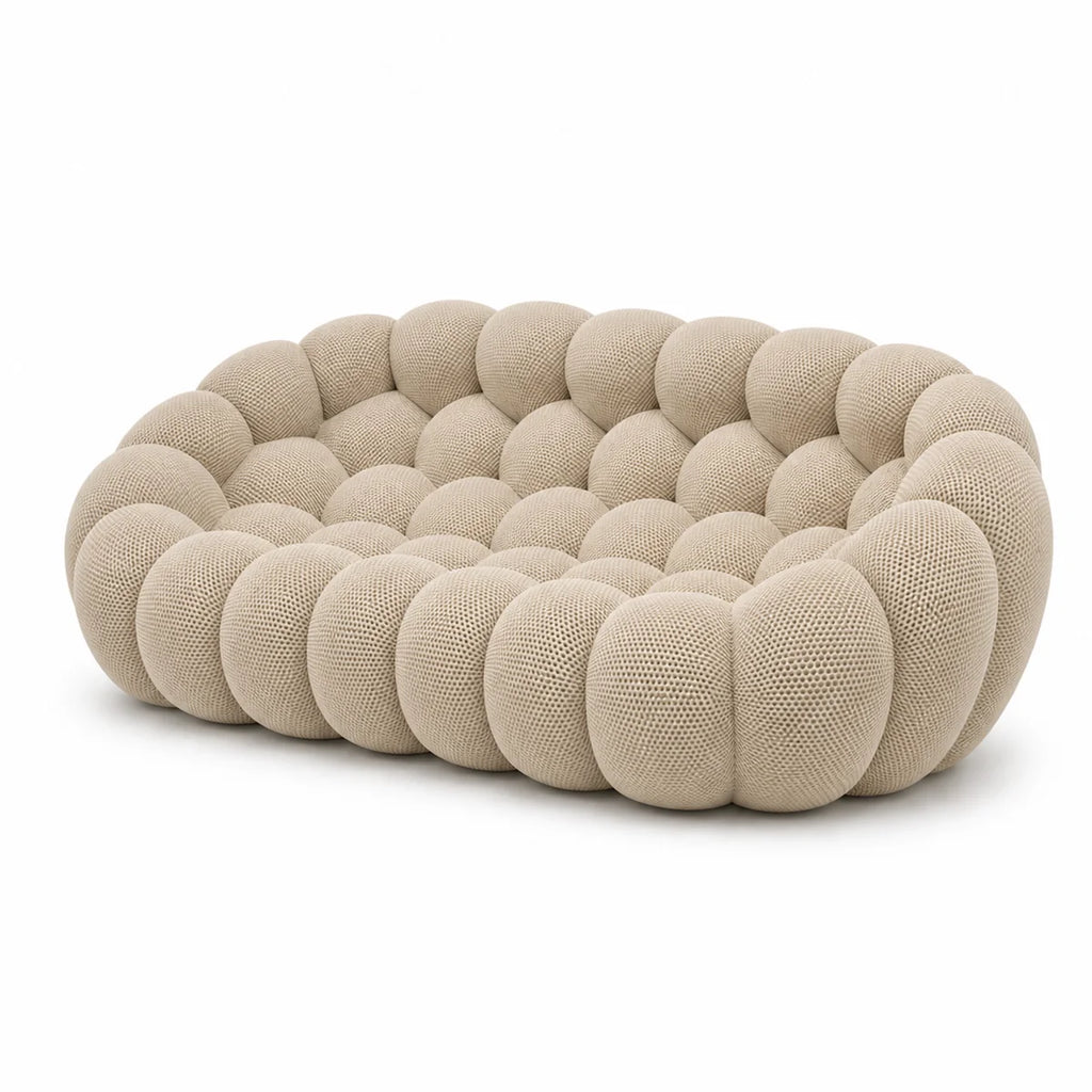 BULÉA Maxi - Canapé Bubble Compressé Beige Lin 3 Places